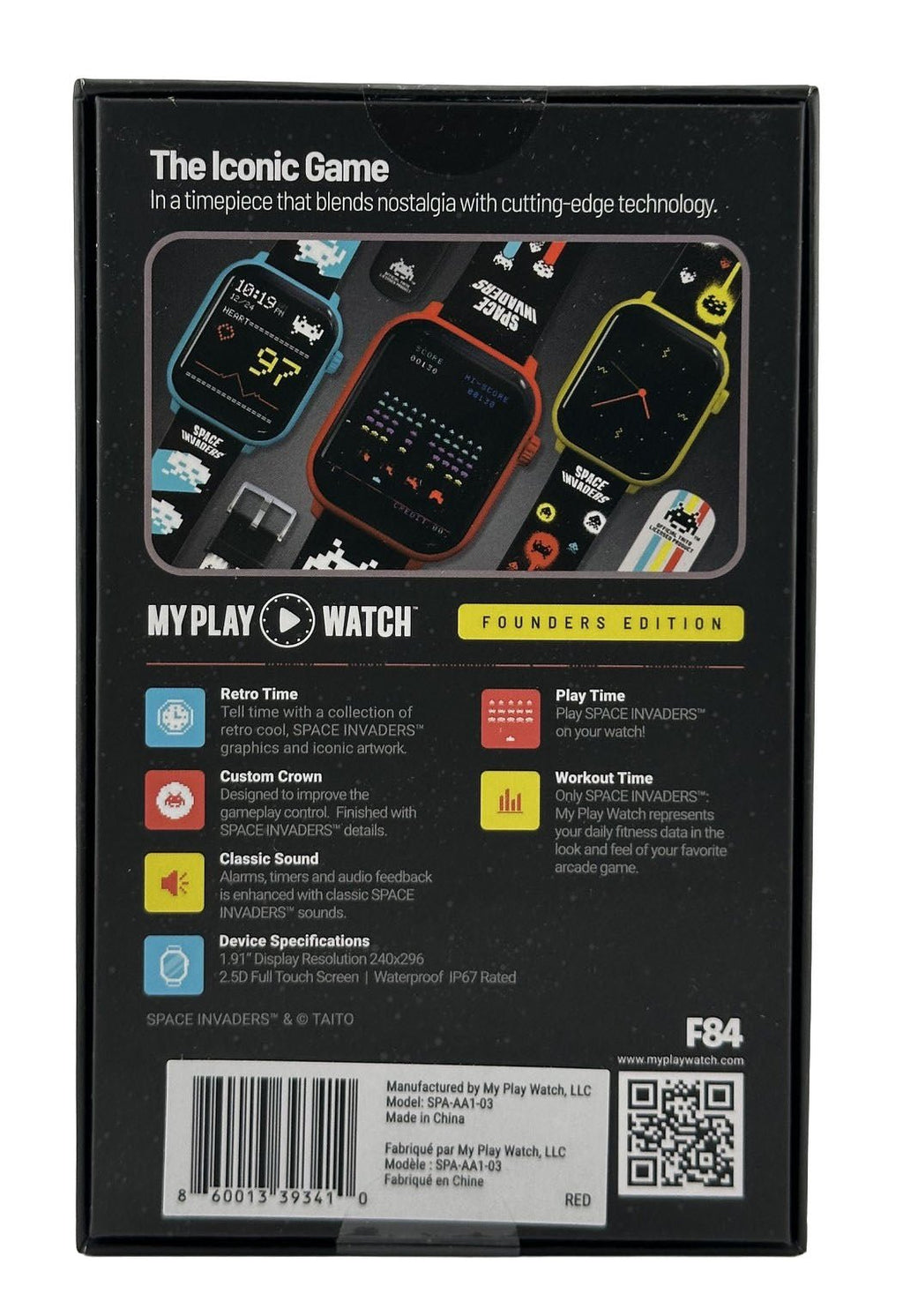 Space Invaders Retro Gaming Smartwatch - Red - BASCO GAMES