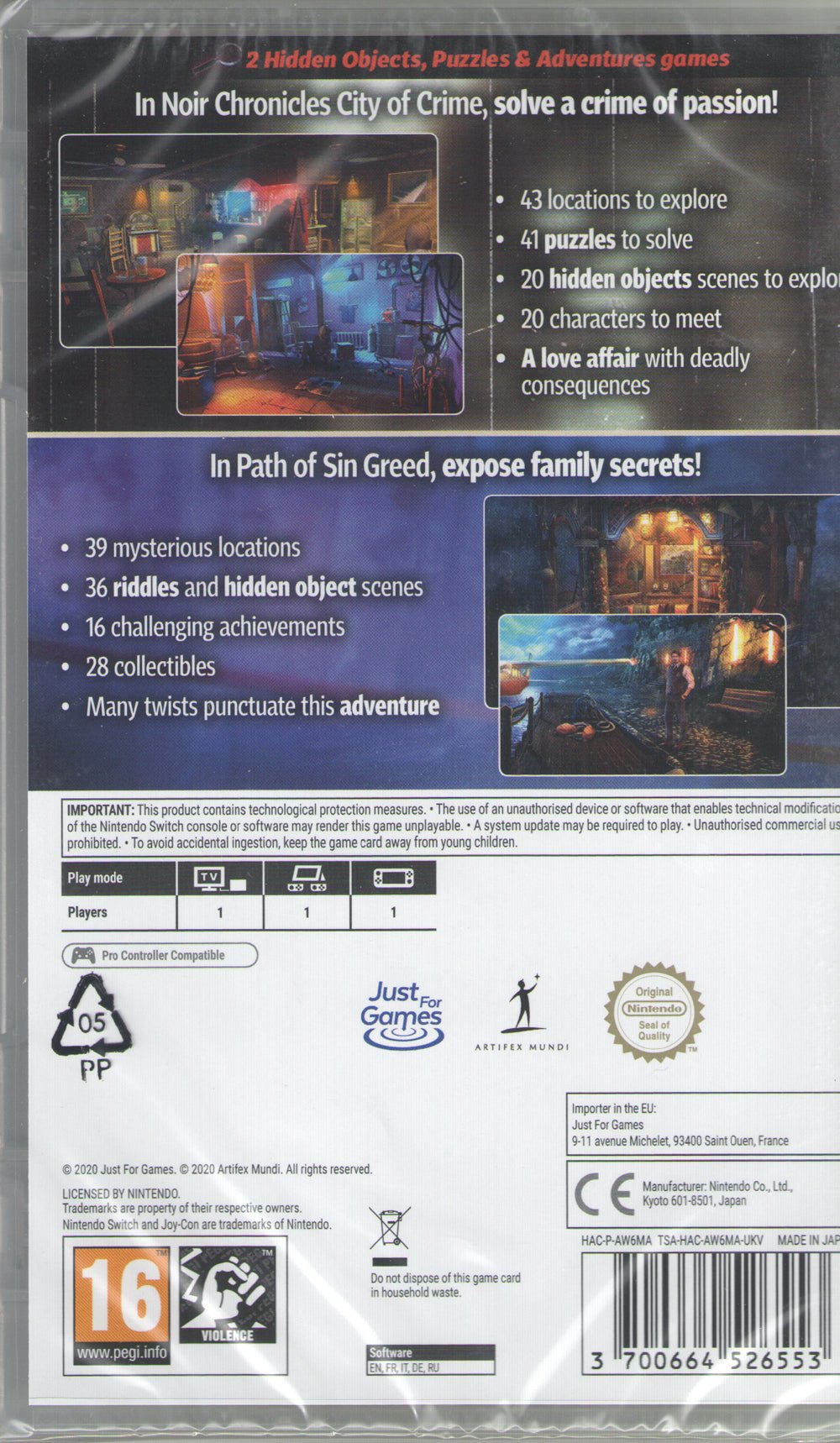 Mystery Investigations 1: Noir Chronicles + Path Of Sin: Greed - BASCO GAMES