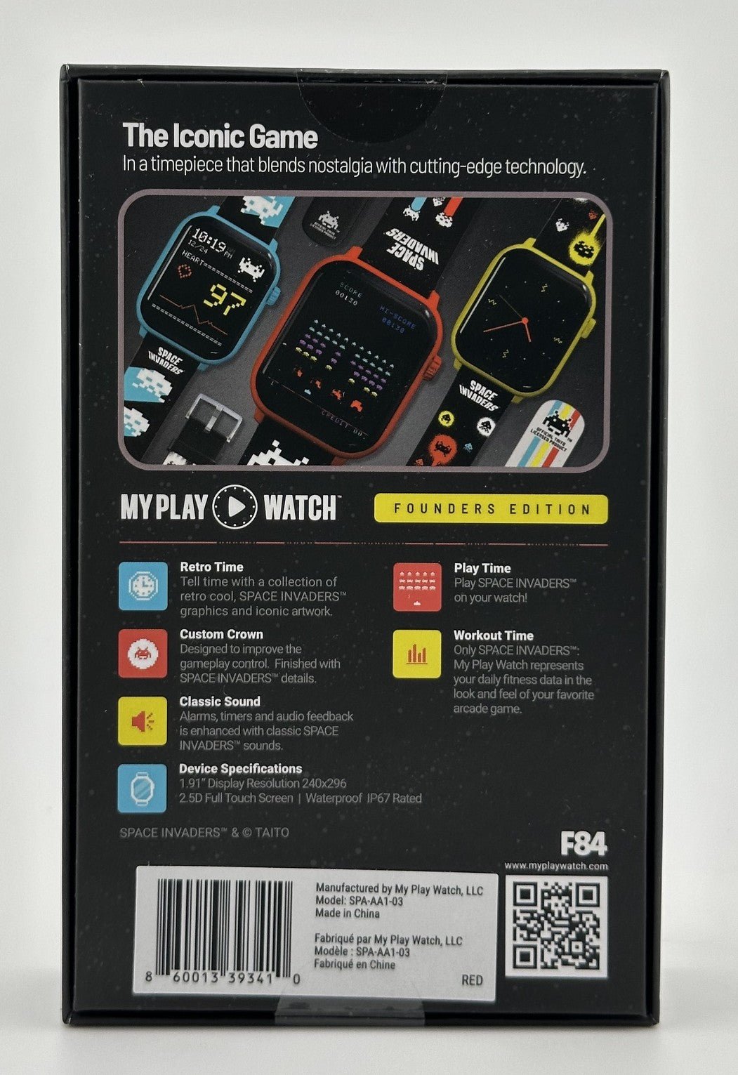 Space Invaders Retro Gaming Smartwatch - Red - BASCO GAMES