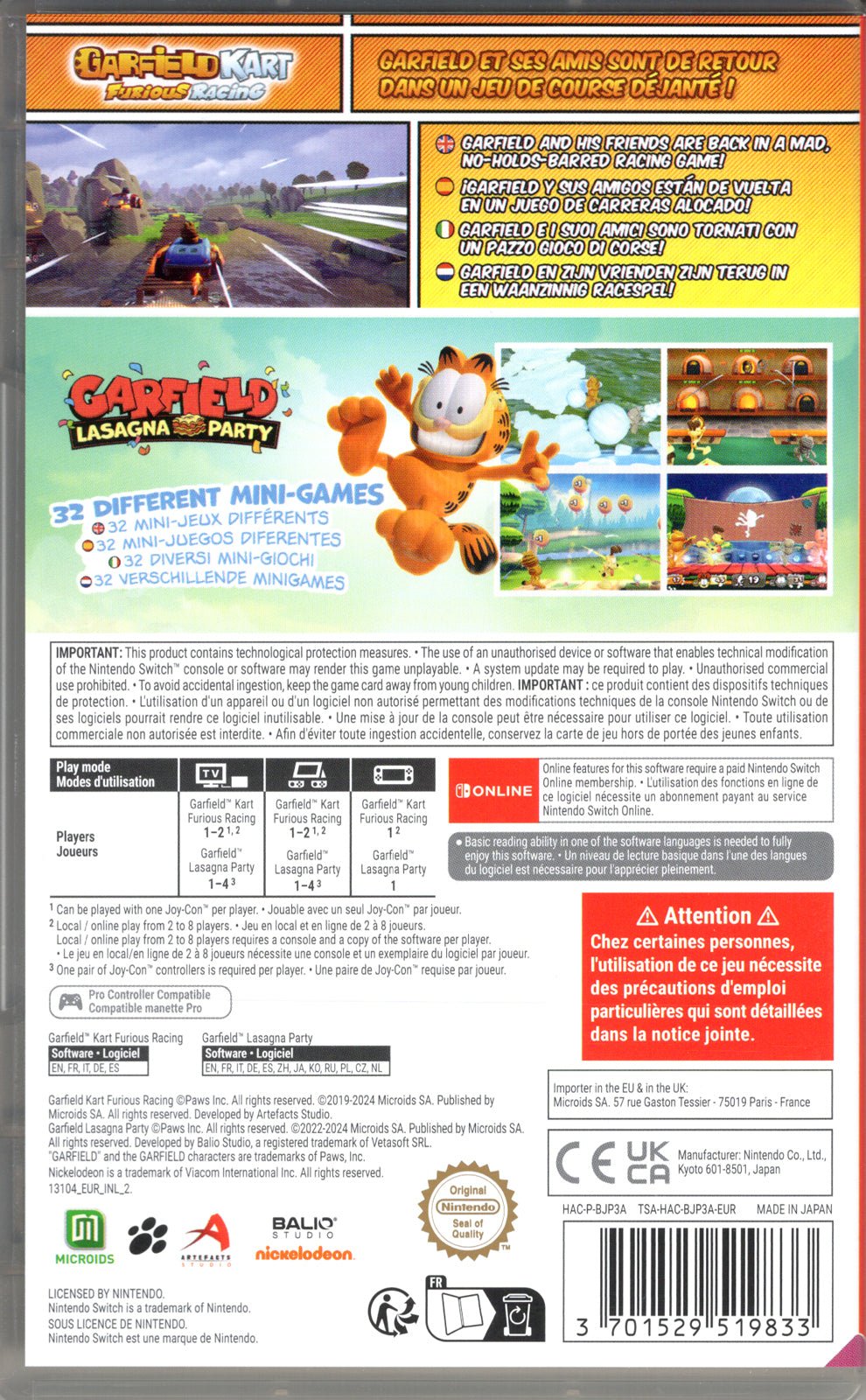 Garfield Lasagna Party + Garfield Kart Furious Racing - BASCO GAMES