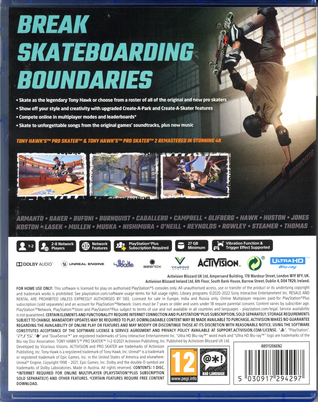 Tony Hawk's Pro Skater 1+2 - BASCO GAMES