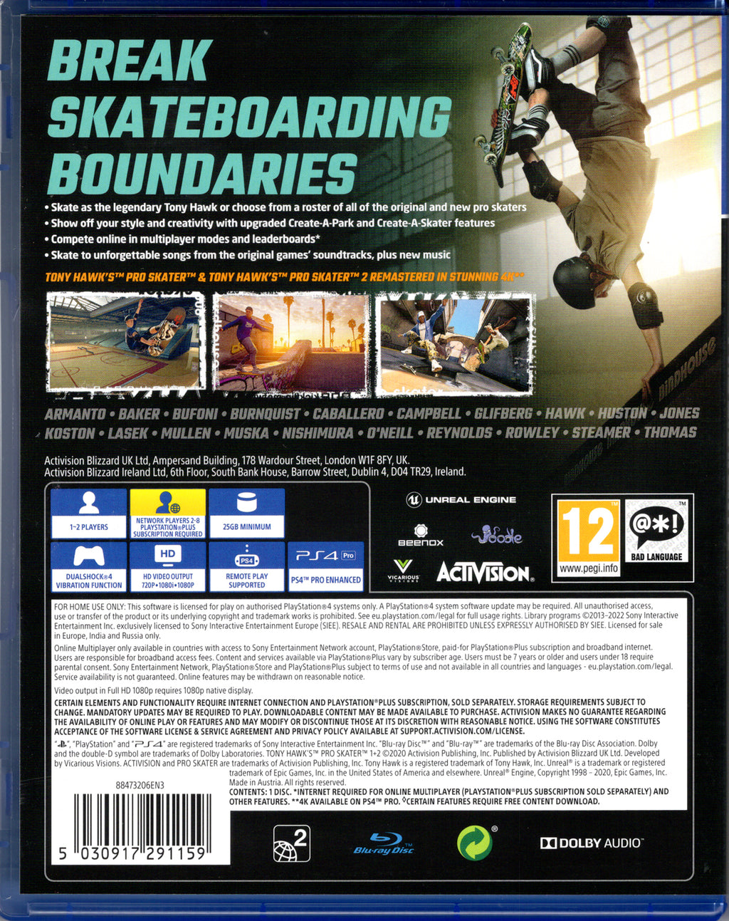 Tony Hawk's Pro Skater 1 + 2 - BASCO GAMES