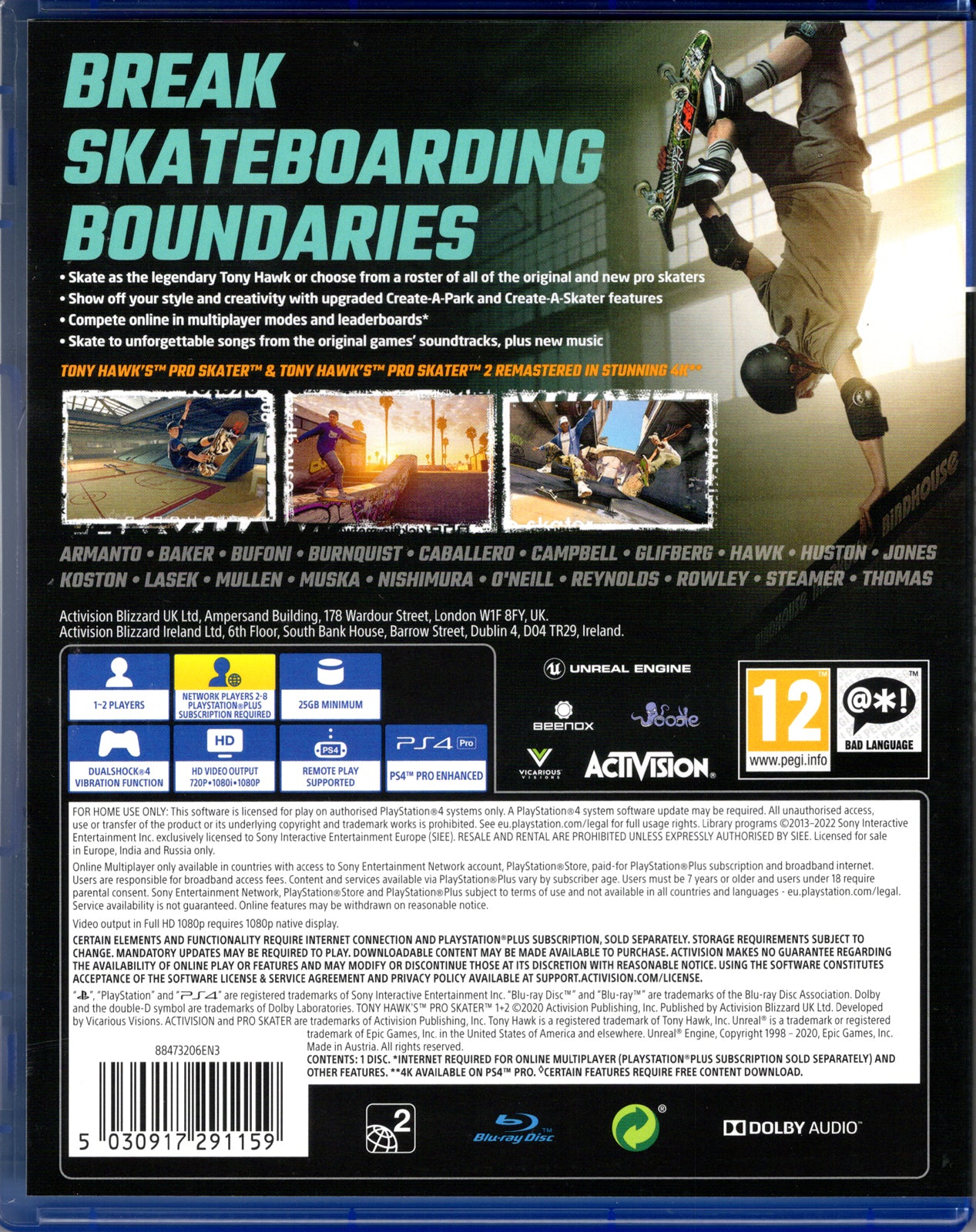 Tony Hawk's Pro Skater 1 + 2 - BASCO GAMES