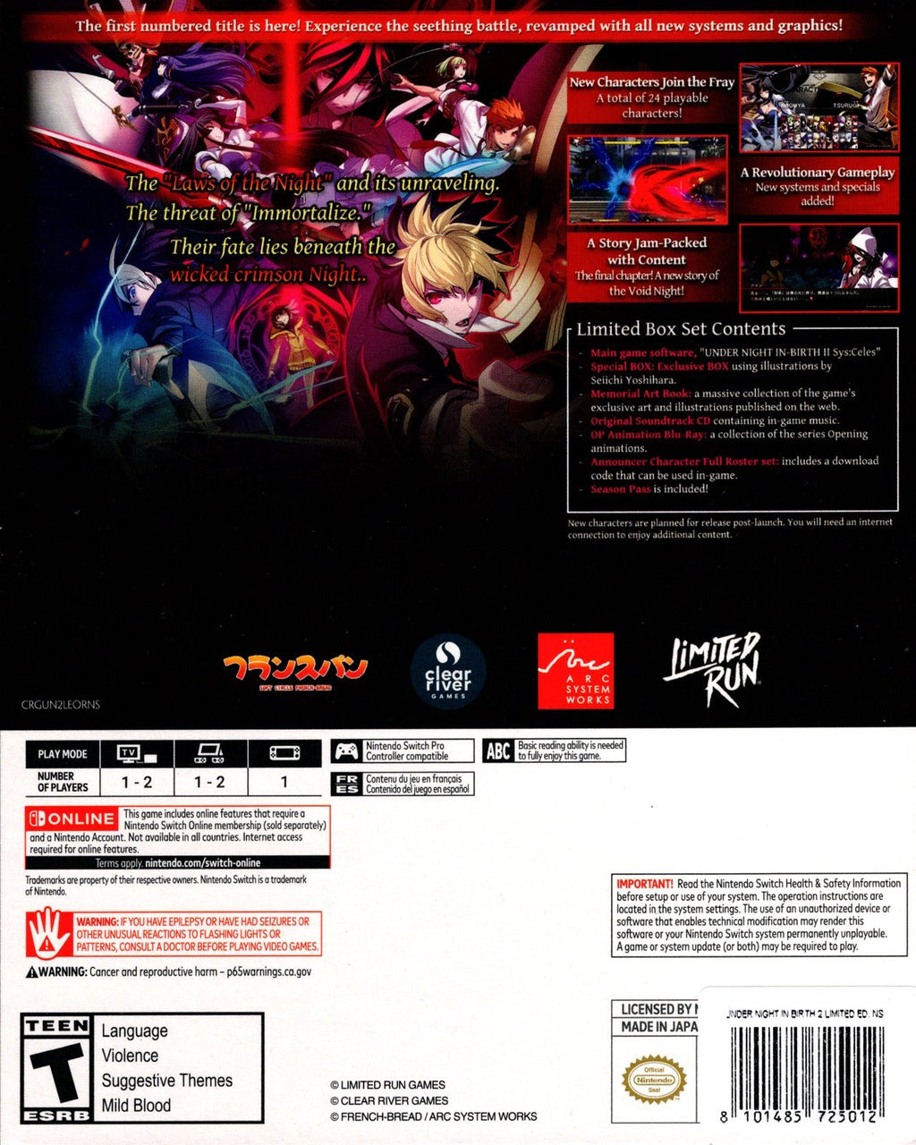 Under Night In-Birth II Sys:Celes Limited Edition - BASCO GAMES